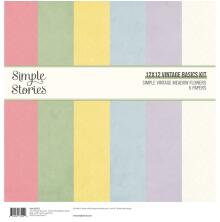 Simple Stories Basics Paper Pack 12X12 6/Pkg - SV Meadow Flowers