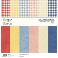 Simple Stories Basics Paper Pack 12X12 6/Pkg - Simple Vintage Linen Market