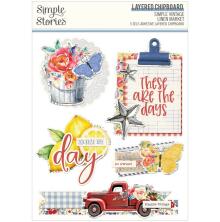 Simple Stories Layered Chipboard Stickers - Simple Vintage Linen Market