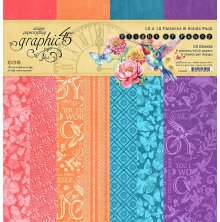 Graphic 45 Double-Sided Paper Pad 12X12 - Flight Of Fancy Patterns &amp; Solids