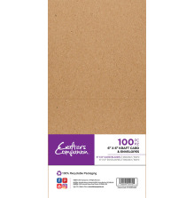 Crafters Companion 6X6 Card And Envelopes 100/Pkg - Kraft