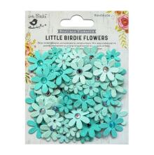 Little Birdie Sparkle Florettes Paper Flowers 80/Pkg - Arctic Ice