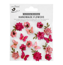 Little Birdie Cloria Paper Flowers 18/Pkg - Rosy Note