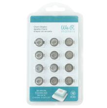 We R Makers Charm Stapler Charm 12/Pkg - Silver Round With Leaf Emboss