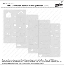 Lawn Fawn Coloring Stencils - Little Woodland Library LF3560