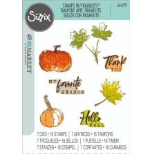 Sizzix Framelits Die &amp; Stamp Set By 49 And Market - Pencil Line Harvest