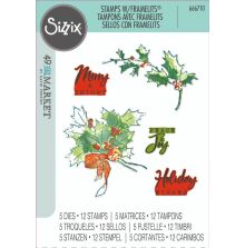 Sizzix Framelits Die &amp; Stamp Set By 49 And Market - Pencil Line Holly