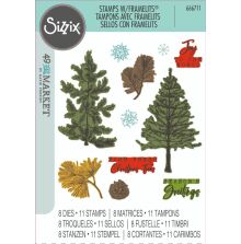 Sizzix Framelits Die &amp; Stamp Set By 49 And Market - Pine Holidays