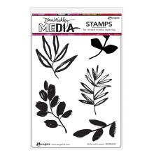 Dina Wakley MEdia Cling Stamps 6X9 - Sticks With Leaves