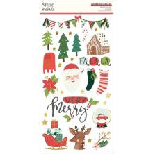 Simple Stories Chipboard Stickers 6X12 - Santas Village