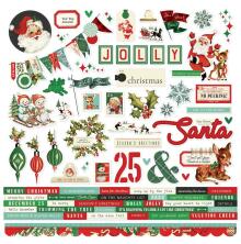 Simple Stories Sticker Sheet 12X12 - Simple Vintage Holly Jolly