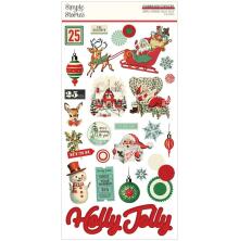 Simple Stories Chipboard Stickers 6X12 - Simple Vintage Holly Jolly