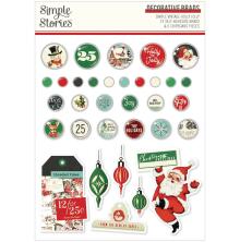 Simple Stories Self-Adhesive Brads - Simple Vintage Holly Jolly