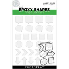 PhotoPlay Clear Epoxy Stickers with Die - Squares &amp; Word