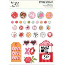 Simple Stories Self-Adhesive Brads - Heartstrings