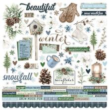 Simple Stories Sticker Sheet 12X12 - Simple Vintage Fresh Snow