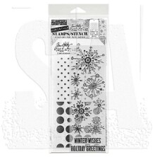 Tim Holtz Clear Stamps and Stencil Set - Retro Flakes THMM185