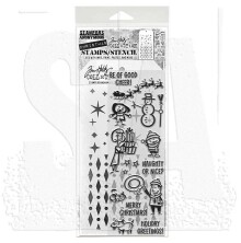 Tim Holtz Clear Stamps and Stencil Set - Christmas Cartoons THMM186