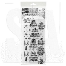 Tim Holtz Clear Stamps and Stencil Set - Holiday Whatnots THMM188