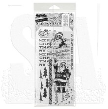 Tim Holtz Clear Stamps and Stencil Set - Jolly Holiday THMM189