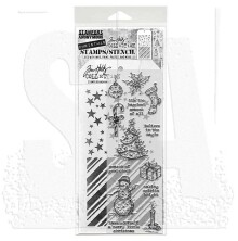 Tim Holtz Clear Stamps and Stencil Set - Tattered Christmas THMM190