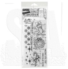 Tim Holtz Clear Stamps and Stencil Set - Blueprint Christmas 1 THMM191