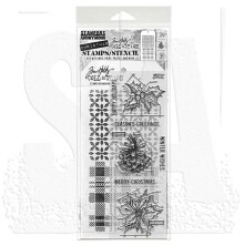 Tim Holtz Clear Stamps and Stencil Set - Blueprint Christmas 2 THMM192