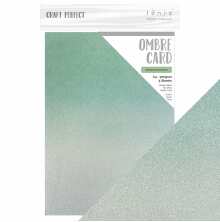 Tonic Studios Craft Perfect A4 Glitter Card - Opalescent Green Ombre 8890E