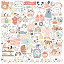 Echo Park Cardstock Stickers 12X12 - Baby On Board Girl