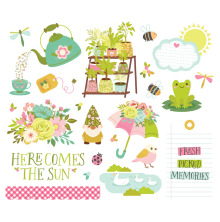 Simple Stories Bits &amp; Pieces Die-Cuts 23/Pkg -  Tea Garden Big