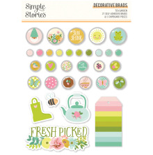 Simple Stories Self-Adhesive Brads - Tea Garden