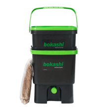 Bokashi Startkit svart/grn - 2 st bokashihinkar med kran + 1 kg str