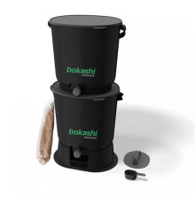 Startkit Bokashi Essential svart - 2 kranhinkar med bas + 1 kg sv bokashistr